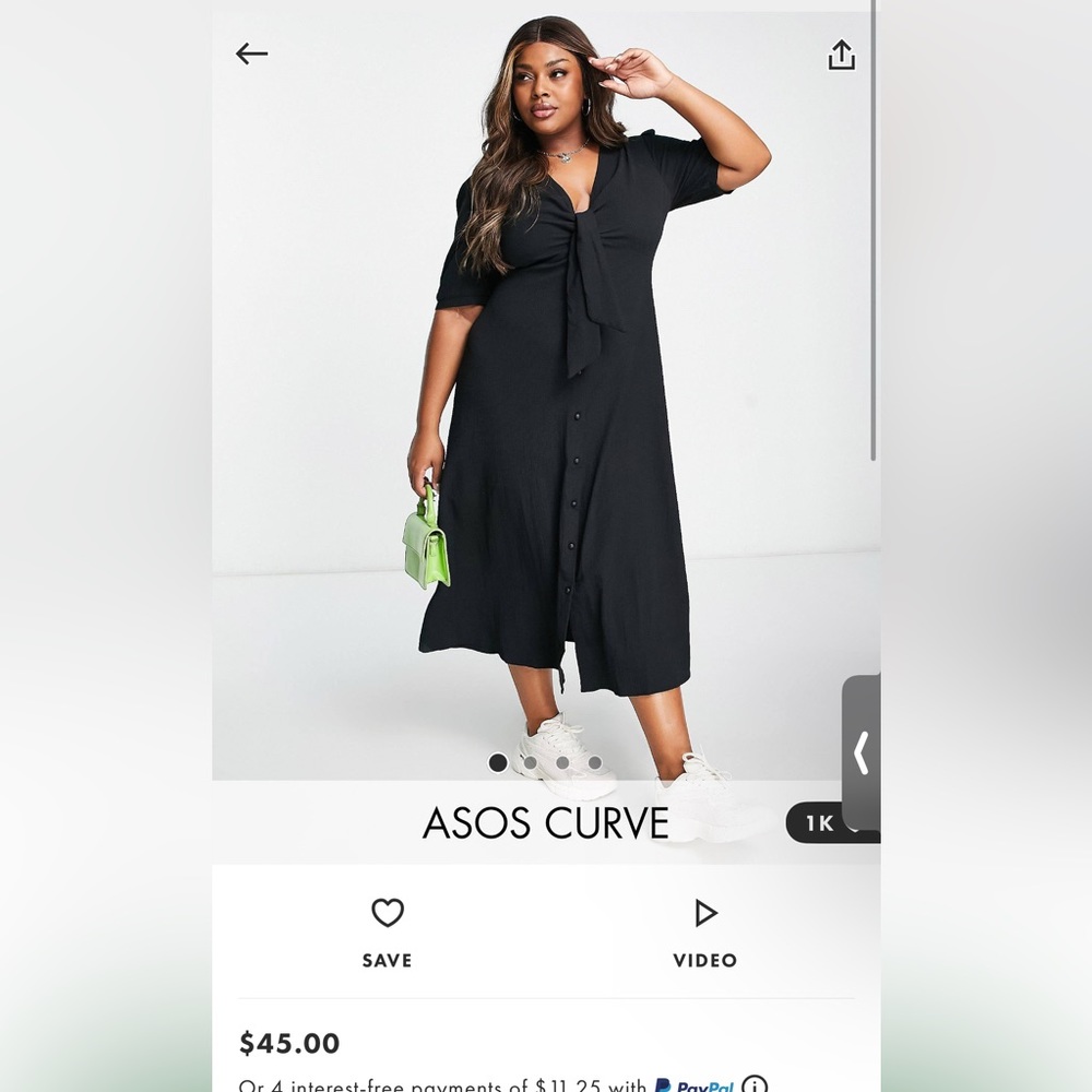 ASOS DESIGN Curve Tie Front Midi Dress